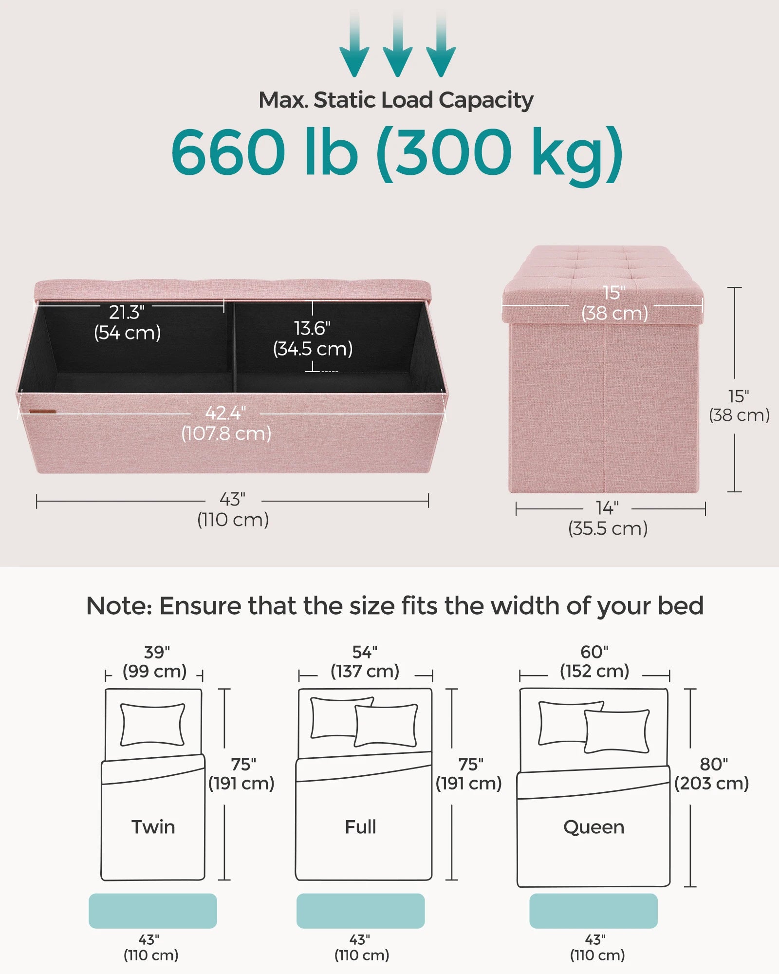 Folding Storage Ottoman Bench