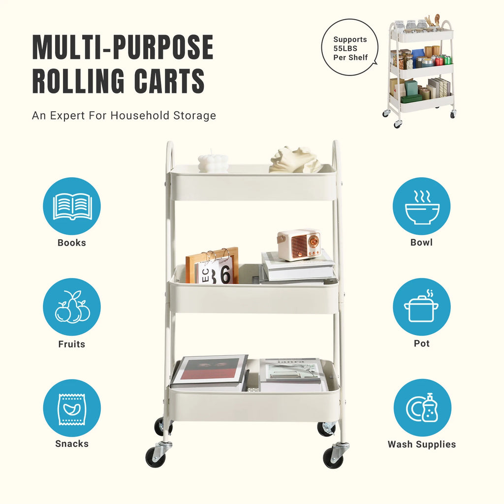 3-Tier Rolling Storage Cart