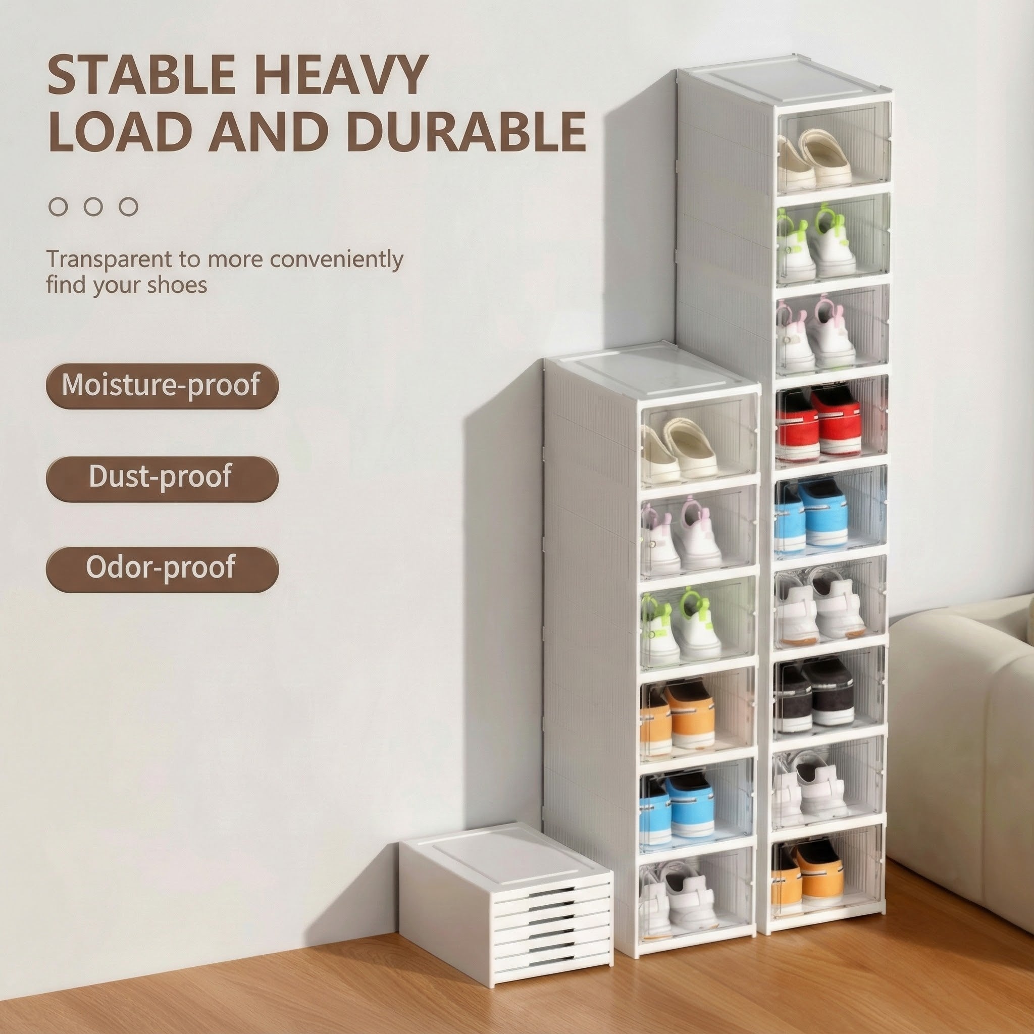 Non-Installation Shoe Box Organizer (Foldable & Modular)